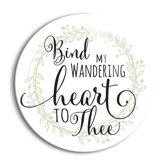 Bind Heart To Thee Sage Leaf Circle 24 inch Glass Round Wall Hanging Sign
