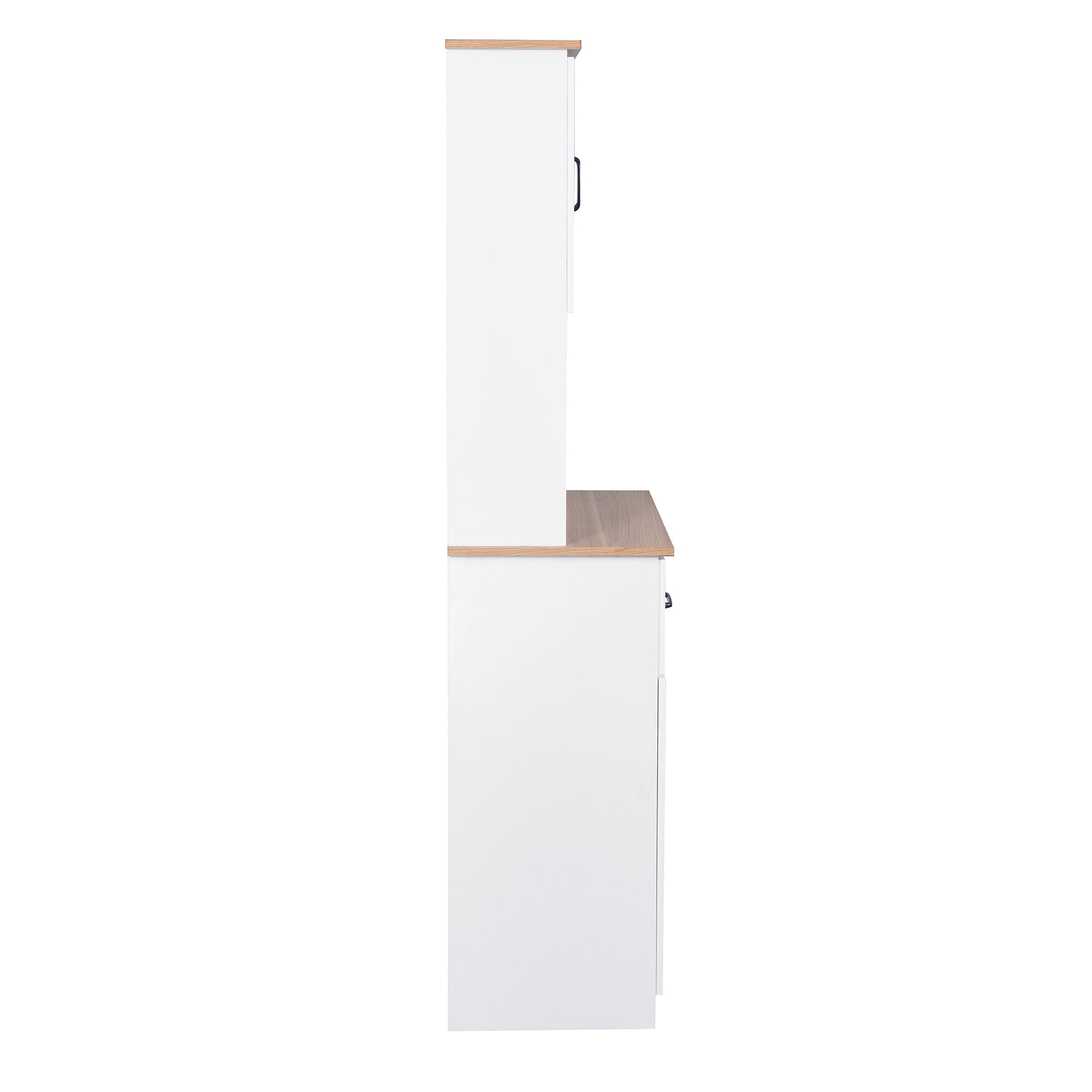 Noble House 66.9" Kitchen Pantry Cabinet with Drawers and Microwave Stand, White
