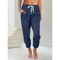 thumbnail image 6 of MLDRA Women Sweatpants Joggers with Pockets Lounge Athletic Casual Pajama Pants Fall Winter Clothes Teachers Outfits 2025 Navy Blue, 6 of 6