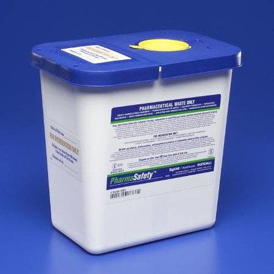 Rectangular Hinged Lid - MCK88202800 - Pharmaceutical Waste Container Pharmasafety 1-Piece 10H X 10.5W X 7.25D Inch White Base Hinged Lid, Application - Pharmaceutical.., By COVIDIEN