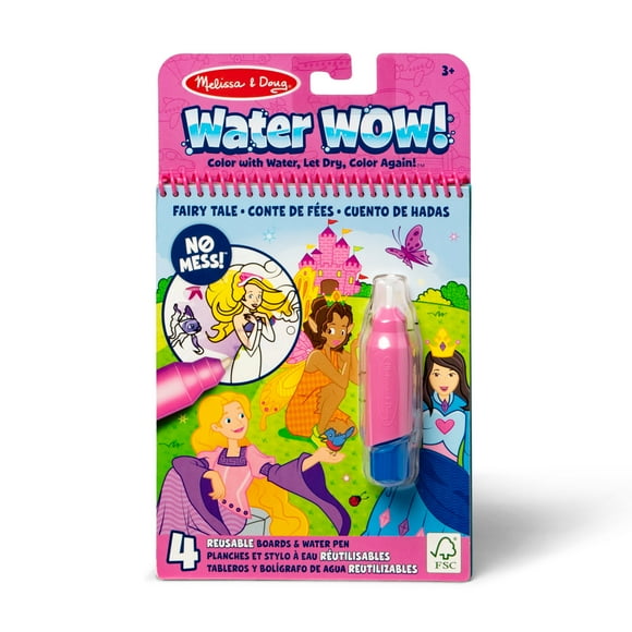 Melissa & Doug On The Go Water Wow! Mess Free Coloring Book, Reusable Water-Reveal Activity Pad - Fairy Tale
