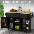 thumbnail image 4 of ZIVACATE Kitchen Island on Wheels with Wood Drop Leaf and Storage Rolling 53 in Kitchen Carts Black, 4 of 8