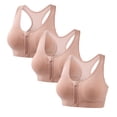 thumbnail image 3 of lcziwo Womens 3 Pack Sports Bras Zip Front Post-Surgery Compression Bra Breathable Workout Full Coverage Wireless Bralette Pink XXXXL, 3 of 7