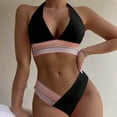 thumbnail image 2 of UTSJKR Womens Bikini Sets Tummy Control Swimsuit Two Piece Color Block Bathing Suits 2026 Fashion Straped Swimsuits Black XL, 2 of 9