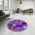 thumbnail image 3 of Ahgly Company Indoor Round Patterned Dark Magenta Purple Area Rugs, 7' Round, 3 of 6