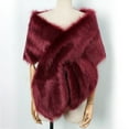thumbnail image 3 of LEKODE Faux Fur Shawl for Wedding Thick Shawl Poncho Sweater Women Cloaks for Women Poncho for Women Poncho Women Red One Size, 3 of 3