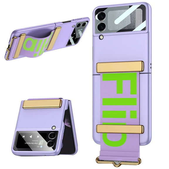 Galaxy Z Flip 3 Case Cover, Case for Samsung Flip 3 5G 2021, Allytech Hard PC Protective Case with Strap Kickstand All-Inclusive Camera Lens Protector Case for Samsung Galaxy Z Flip 3, Purple