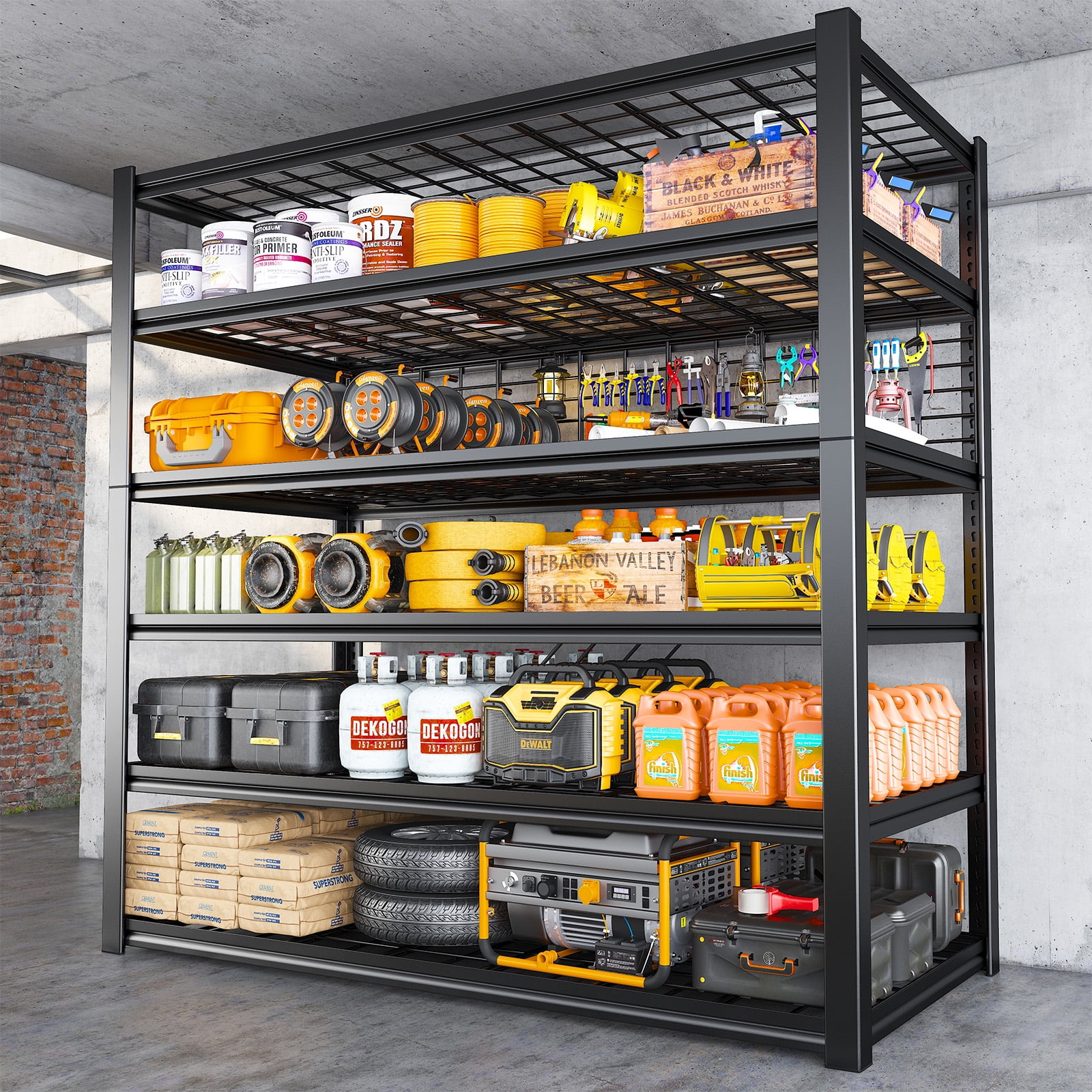 REIBII 84" H Garage Shelving 6-Tier Storage Shelves Heavy Duty Loads 3500LBS Adjustable Metal Shelving Industrial Shelving 48" W x 20" D