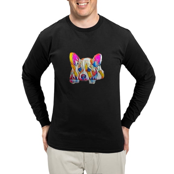 CafePress - Colorful Corgi Puppy Long Sleeve T Shirt - Long Sleeve Dark T-Shirt