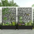 thumbnail image 2 of MAYEERTY 2-Set 47*16" Outdoor Black Metal Planter Box with Trellis for Climbing Plants,Vine & Street Pattern, 2 of 8
