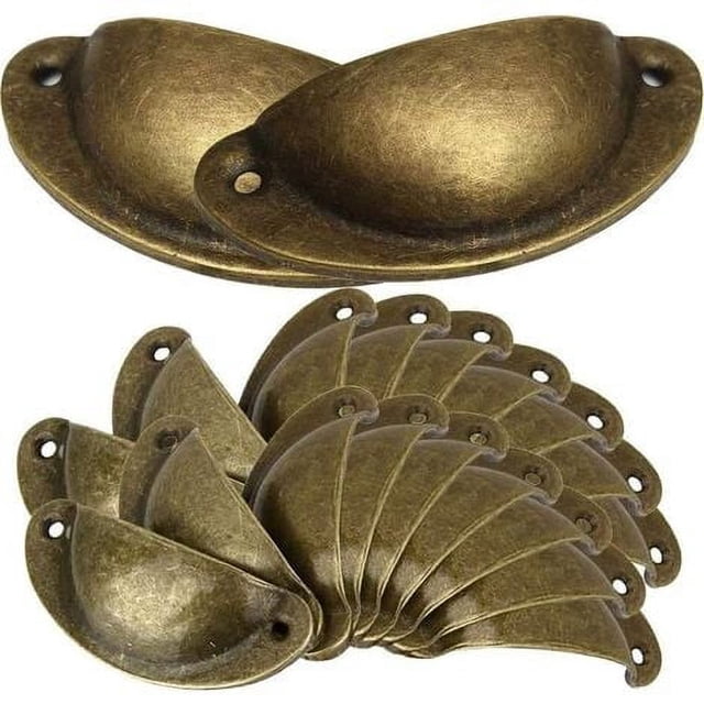 Tirador de concha vintage de 20 x 82 mm para cajones, armarios, muebles de cocina, tirador de muebles retro, pomo de puerta de hierro, latón