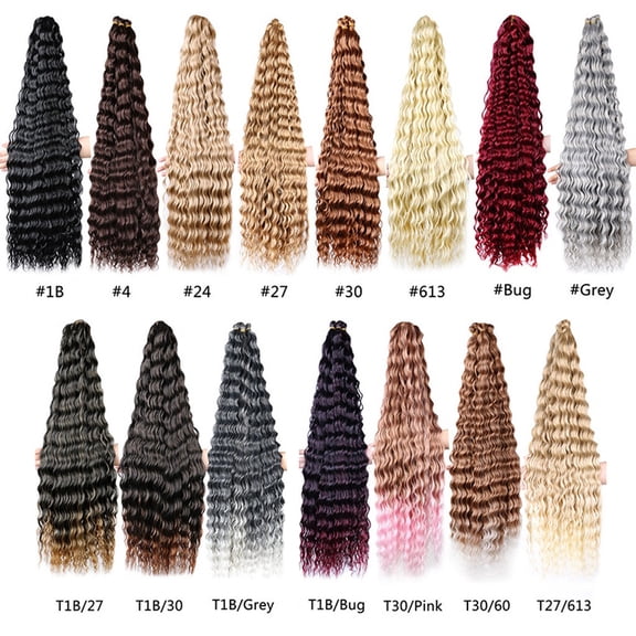 Yajisi 30 Inch Crochet Hair Deep Wave Bulk Braiding Hair Curly Synthetic Extensions for Women Girls (30 inches / 76.2 cm, T1B/30)