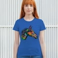 thumbnail image 3 of Tee Hunt Dean Russo Colorful Horse T-Shirt Neon Mosaic Wild Mustang Women's T-Shirt Tee, Blue, Small, 3 of 5