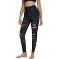 thumbnail image 1 of Womens High Waist Yoga Pants Cutout Ripped Tummy Control Workout Running Yoga Skinny Leggings, 1 of 5