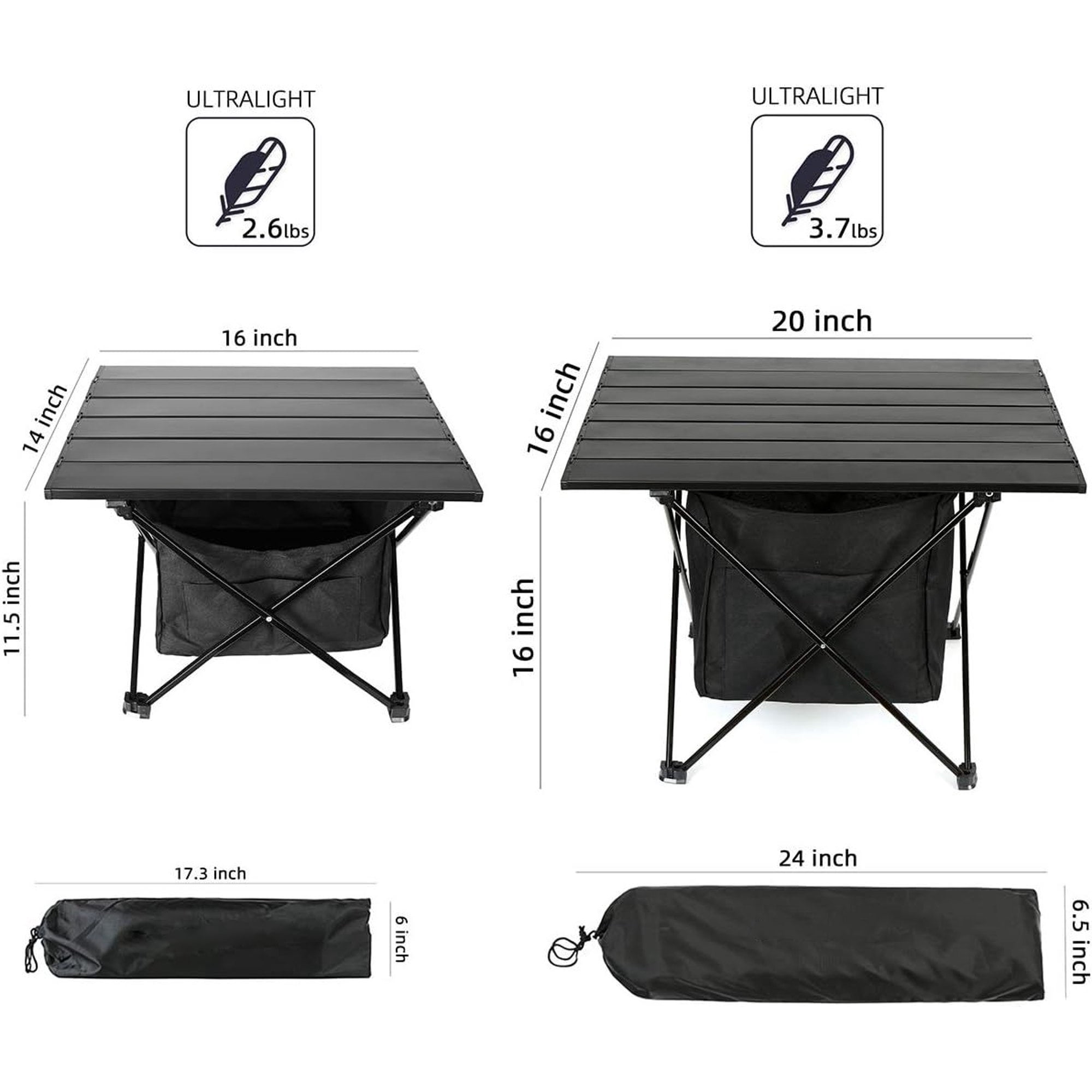 M Size Ultralight Folding Camping Table 3.1 LBS, Aerospace Aluminum Portable Backpacking Table with Upgraded Nylon Hinges, Supports 60 LBS for Hiking Fishing Beach Picnic Indoor Use