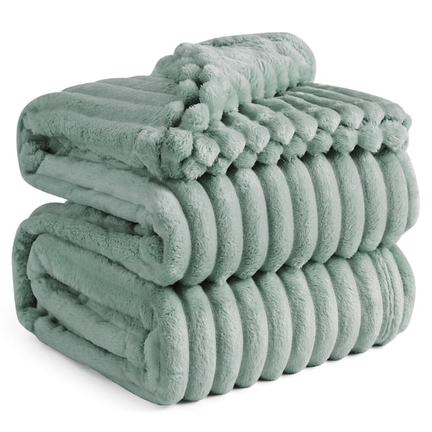 Manta Bedsure GentleSoft, forro polar de franela, tamaño queen, color verde salvia