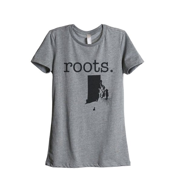 Thread Tank Home Roots State Rhode Island RI Women's Relaxed Crewneck T-Shirt Tee Heather Grey Small