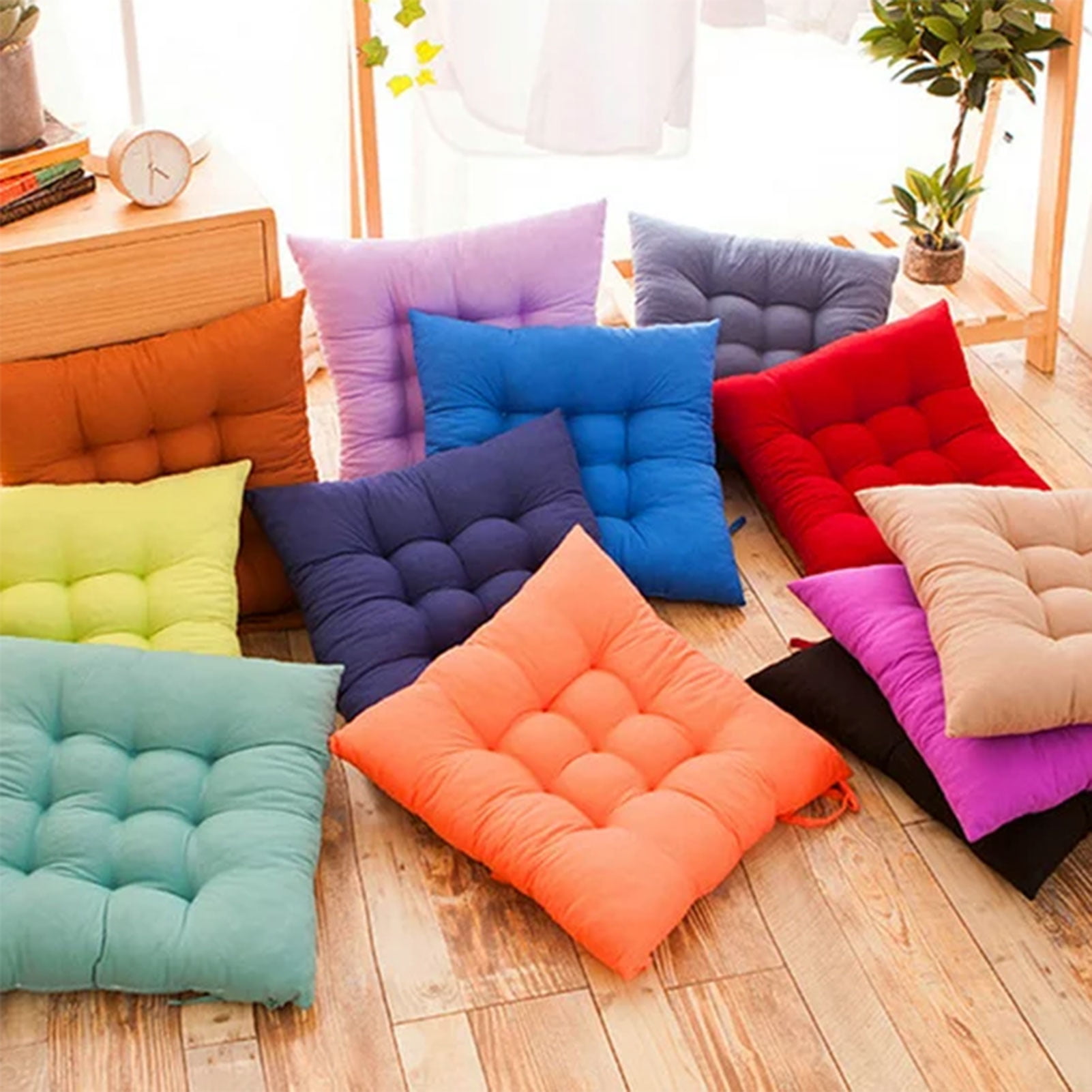 Square Chair Pads Indoor Seat Cushions Pillows with Ties Thick Soft Seat Cushion for Kitchen Dining Office Chair