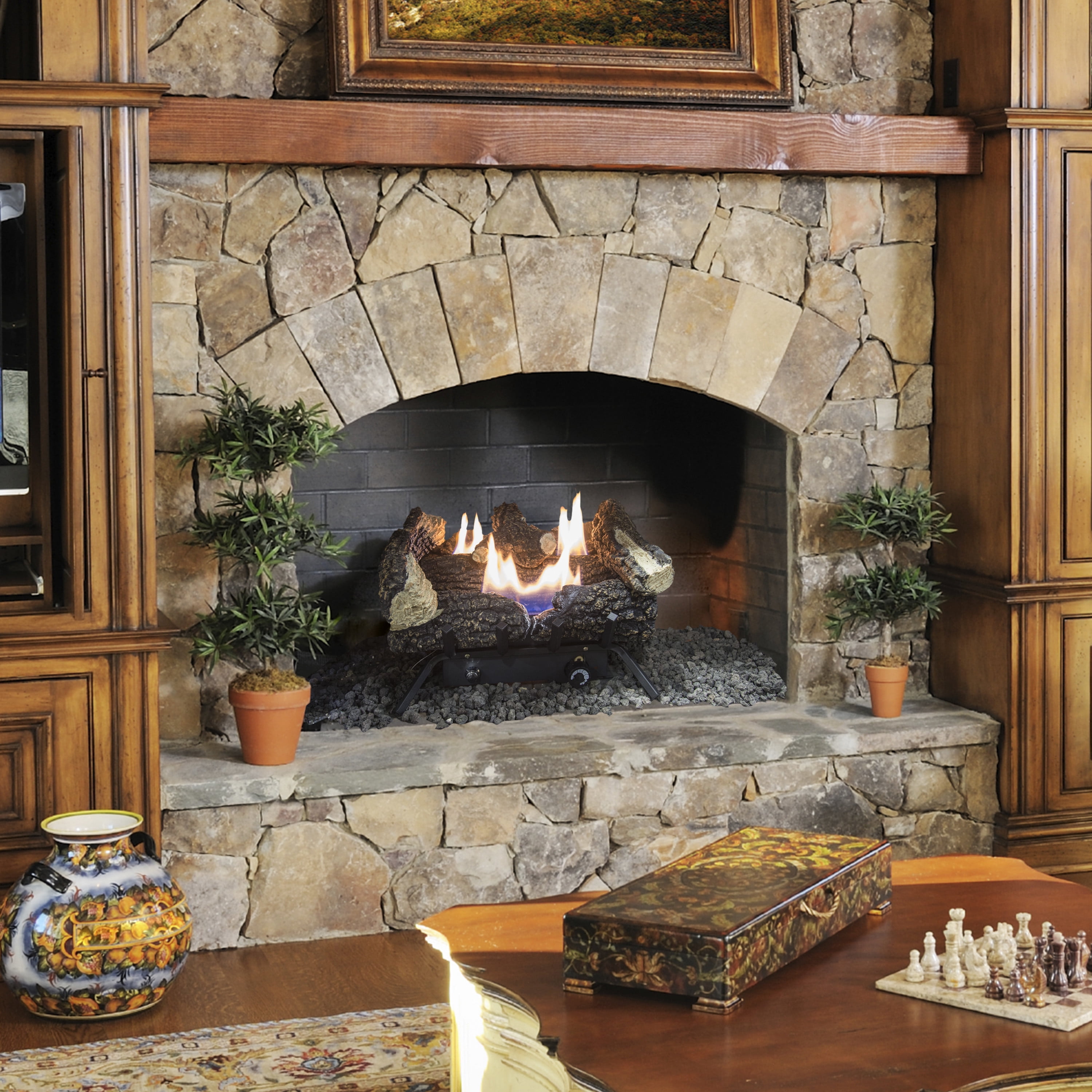 Pleasant Hearth Wildwood 18 Dual Fuel Vent Free Gas Log Set 30,000 BTU -  Walmart.com