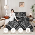 thumbnail image 3 of jejeloiu Retro Floral King Size Comforter Sets For Men Women,Classic Paisley Comforters King Size,Black White,Black Reversible,3pcs,1 Comforter and 2 Pillowcases, 3 of 7