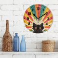 thumbnail image 3 of Yayeee 10" Wall Clock Battery Operated Quartz Round Silent Non-Ticking Home Decor, Colorful Black Cat, 3 of 6