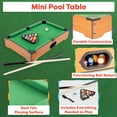 thumbnail image 3 of Mini Pool Table - 20-Inch Portable Tabletop Billiards Game with Cue Balls, Sticks, Chalk, Brush, and Triangle Rack - Table Games by Hey! Play!, 3 of 7