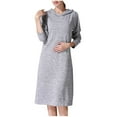 thumbnail image 3 of Jinhomg Womens Casual Long Sleeve Maternity Dress Loose Cozy Solid Midi Nursing Dress Pregnancy Breastfeeding Dresses with Hooded Gray M, 3 of 10