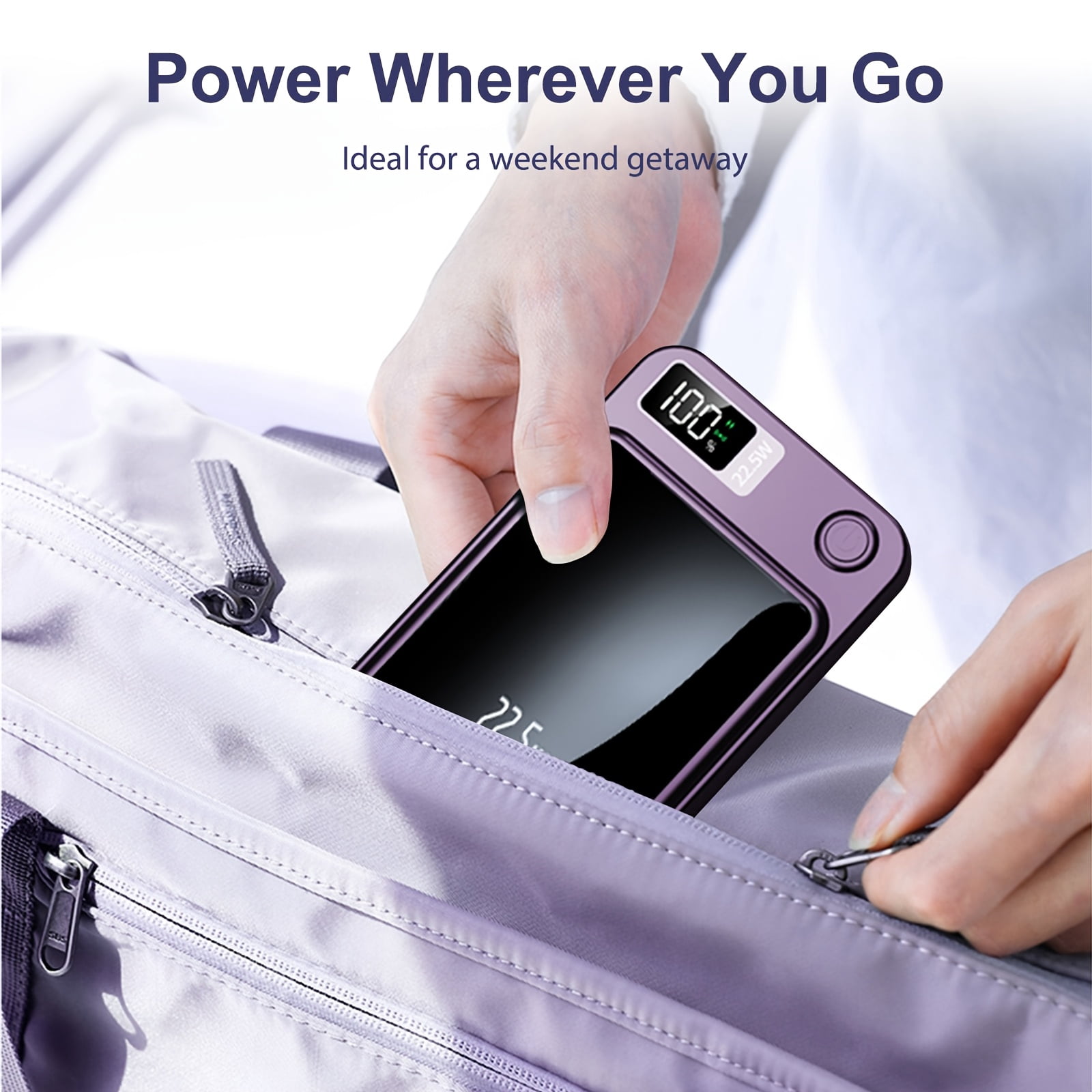 General Magnetic Wireless Charging Power Bank, 10000/5000mAh Portable Wireless Charger, 22.5W/PD20W Fast Charging Battery Pack, with LED Power Display, 2 Outputs And Dual Input External Battery Pack