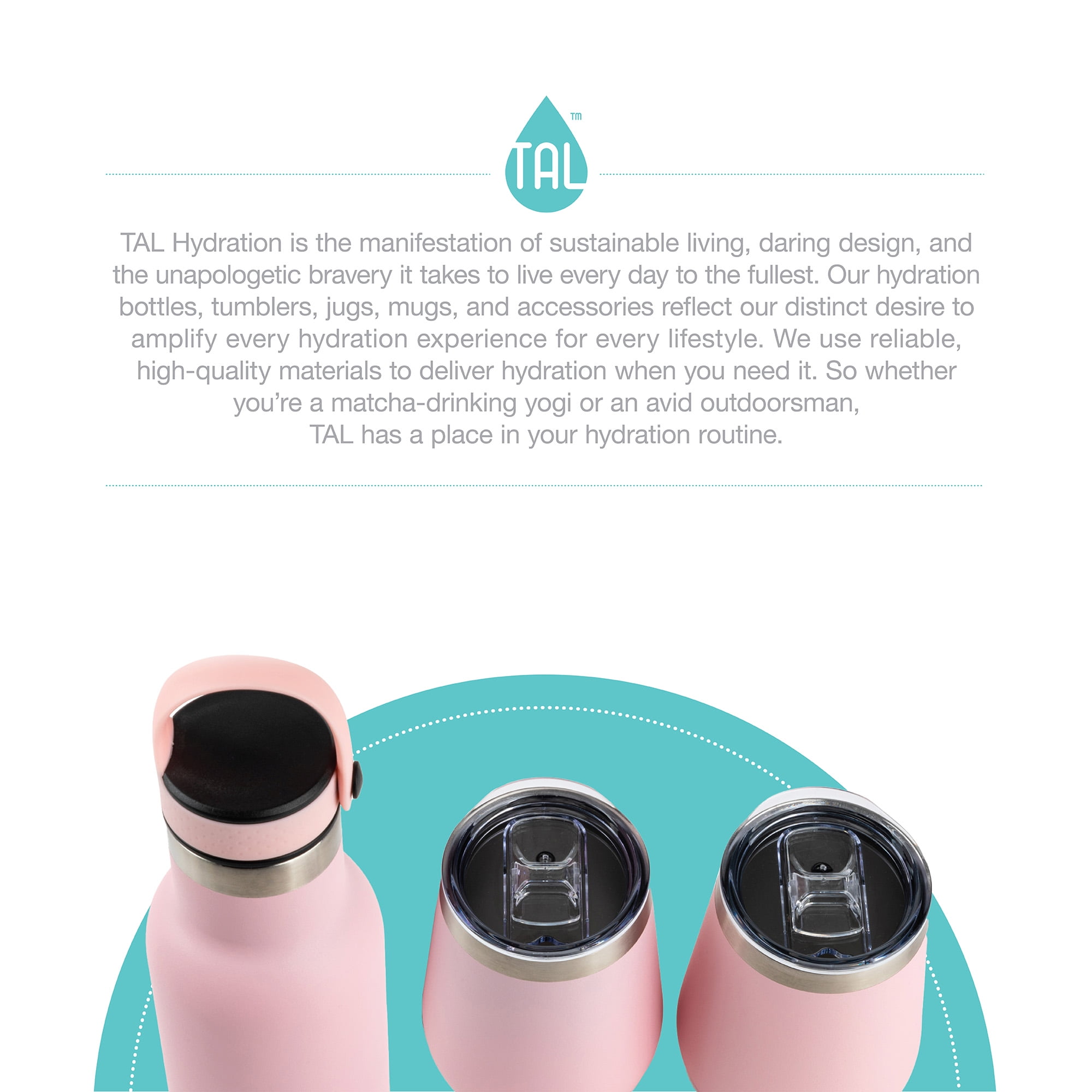 TAL Stainless Steel Water Bottle Tumblers 26 fl oz. 3 Pack, Pink