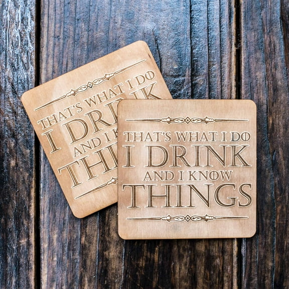 That's What I Do Coaster Set of 2 Raw Wood
