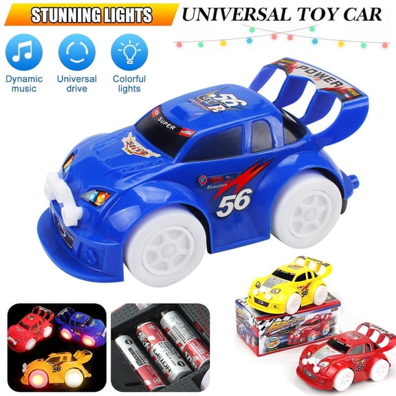 LNKOO LED Light Car Toys with Universal Rotation Wheels Electronics Flashing Lights Music Sound Car Play Vehicles Toys For Children Boys, Kids Gift - 3 to 12 Years