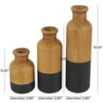 thumbnail image 3 of DecMode 10", 8", 5"H Brown Wood Vase with Black Bases, Set of 3, 3 of 9