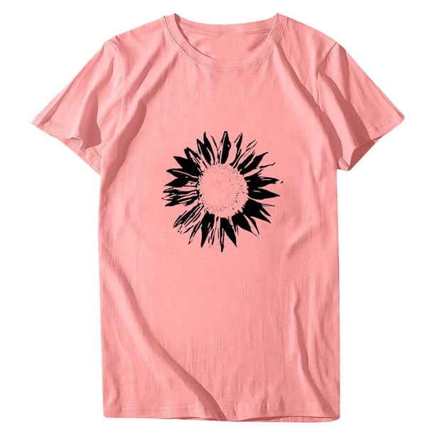Blusa de manga corta con cuello redondo y estampado de tallas grandes para mujer OAVQHLG3B Store lin121212