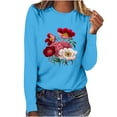 thumbnail image 2 of CEHVOM T-shirt Décontracté Imprimé pour Femmes Col Rond Manches Longues Blouse, 2 of 6