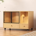 thumbnail image 7 of Danolapsi Cat Litter Box Enclosure, Hidden Litter Box Furniture with Glass Door, Drawer, Indoor Cat House, 7 of 7
