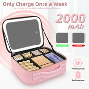 Suupvaor Travel Makeup Bag, LED Lights, Adjustable Dividers, Detachable 10x Magnifying glass,Cosmetic Bag Train Case, for Travel with Makeup