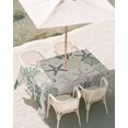 thumbnail image 2 of Outdoor Tablecloth with Umbrella Hole, Green Coastal Spillproof Waterproof Outdoor Table Cover, Ocean Coral Starfish Seahorse Farmhouse Patio Tablecloths for Party Picnic Camping, Rectangle 60"x120", 2 of 9