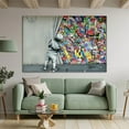 thumbnail image 6 of Banksy Colorful Wall Art Behind the Curtain Art Graffiti Canvas Wall Art Colorful Decor Banksy Canvas Wall Art Pop Art Street Art for Room Decor(36" W x 24" H，Framed), 6 of 10