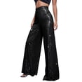 thumbnail image 3 of SLADYGLO Women Sequin High Waist Stretchy Wide Leg Streetwear Long Pants, 3 of 7