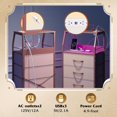 thumbnail image 5 of 4 Drawer Dresser for Bedroom, 37" H Nightstand with Charging Station and Led Light, Tall Night Stand Bed Side Table, End Table with USB Ports and Outlets, Fabric Bins, Wood Shelf, Pink, 5 of 14