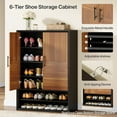 thumbnail image 6 of Tribesigns 6-Tier Shoe Cabinet with Doors, Modern Shoe Storage Organizer with Adjustable Shelves for Entryway, Black and Brown, 6 of 9