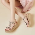 thumbnail image 5 of Flower Sandals Elastic Sloping Heels Thick Soles Casual Transparent Roman Women's Shoes Summer Sandals for Women Gold 35, 5 of 8