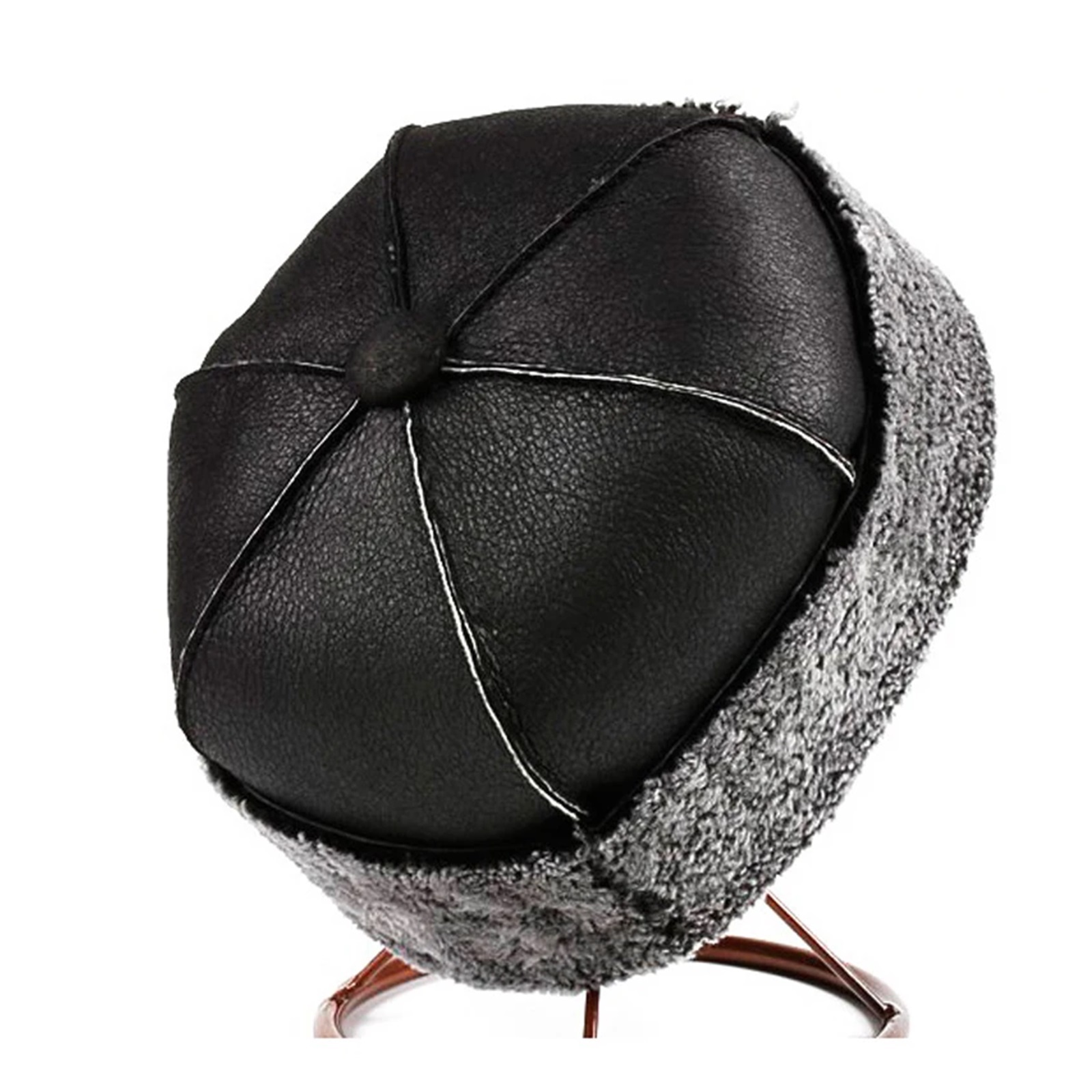 Winter Genuine Leather Hat Fur Integration Sheepskin Bomber Cap For Elderly Velvet Thermal Watermelon Bonnet Landlord Hat ,Durable Quality