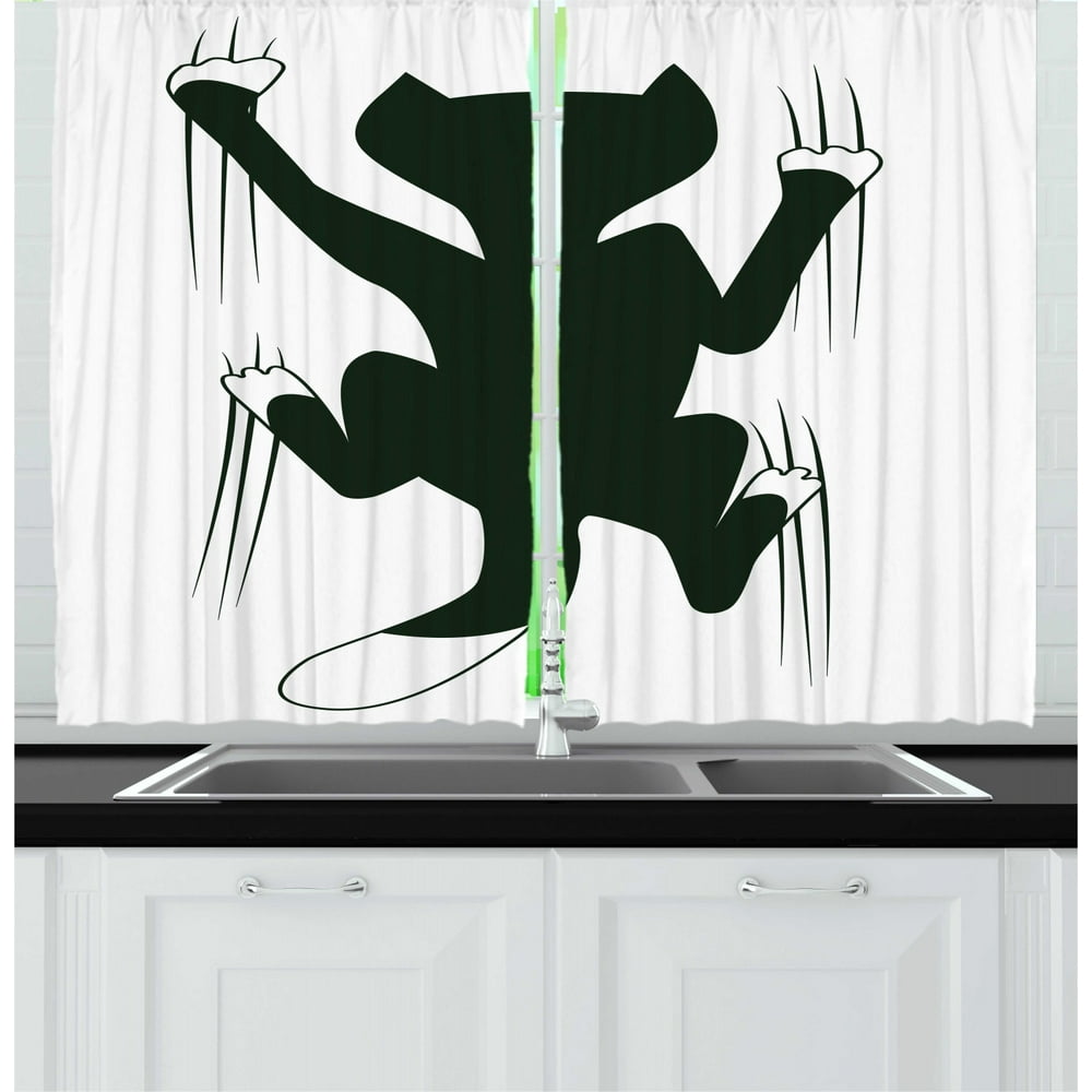 Modern Curtains 2 Panels Set, Cat Scratching the Wall Cute Animal Funny