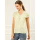 thumbnail image 3 of blusa de gasa con mangas casquillo ligera con volantes para mujer Blanco amarillo S, 3 of 6