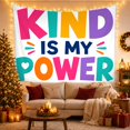 thumbnail image 3 of Kind Is My Power Message on Color Letters, Inspirational Retro Style for Rainbow Decor Lovers, Positive Wall Decor, Friendship Gift, Tapestry Wall Hanging for Classroom and Dorm, 3 of 7