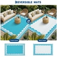thumbnail image 6 of Garvee Outdoor Rug 9x12ft Modern Bordered Reversible Plastic Straw Rug, Waterproof RV Camping Rug Foldable Patio Rug for Deck Porch Balcony Backyard Picnic Beach, Light Blue, 6 of 9