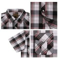 thumbnail image 3 of Coevals Club Men's Western Plaid Pearl Snap Buttons Two Pockets Casual Short Sleeve Shirts (White Red #18 XL), 3 of 4