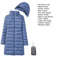 thumbnail image 7 of Winter Down Coat with Storage Bag Thickened Padded Plush Hood Mid Length Windproof Long Sleeves Windproof Warm Daily Outwear Cotton Jacket, 7 of 7
