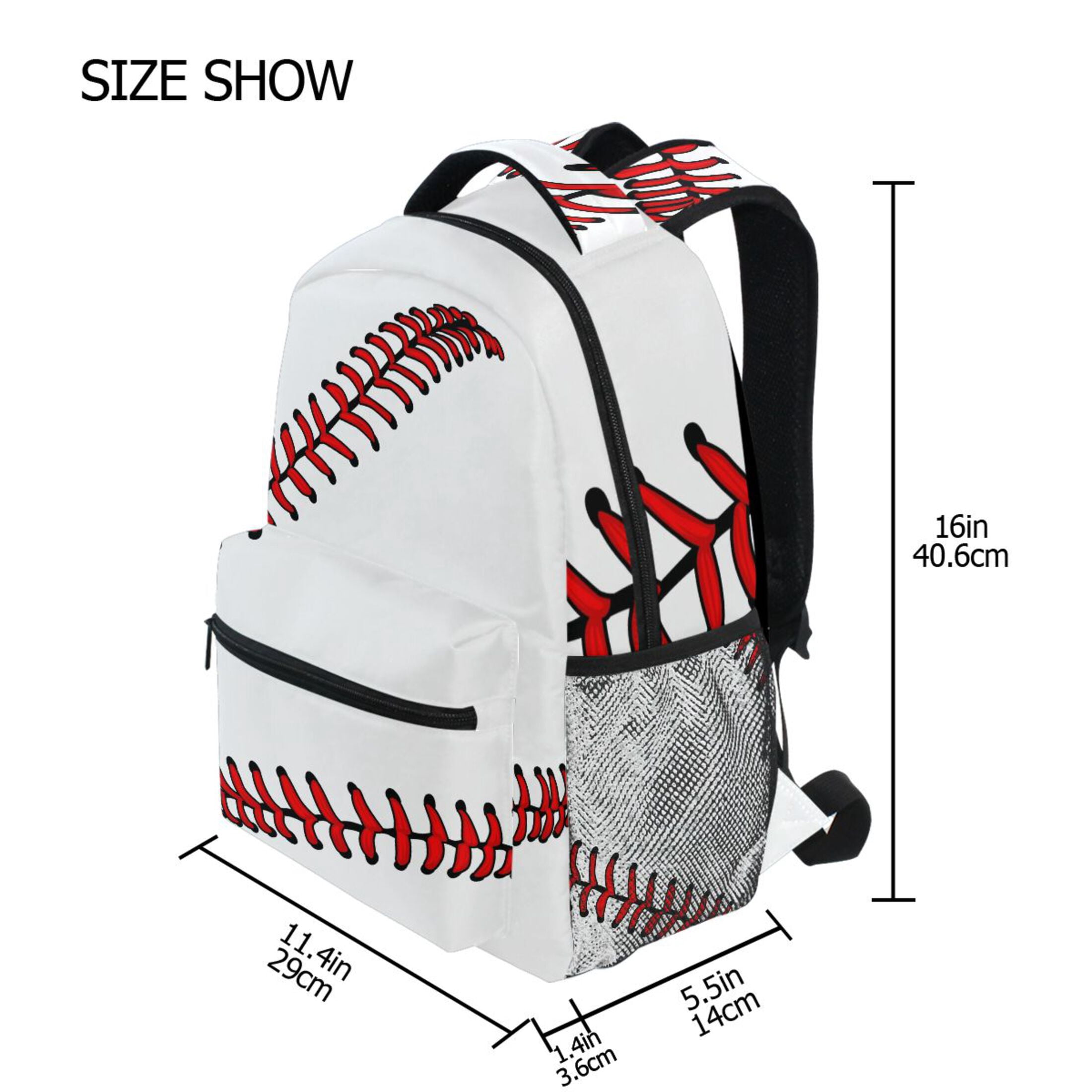 Baseball Kids Large Backpack School Student Personalized Bookbag for Boys Girls Daypack Travel Laptop Bags with Pockets
